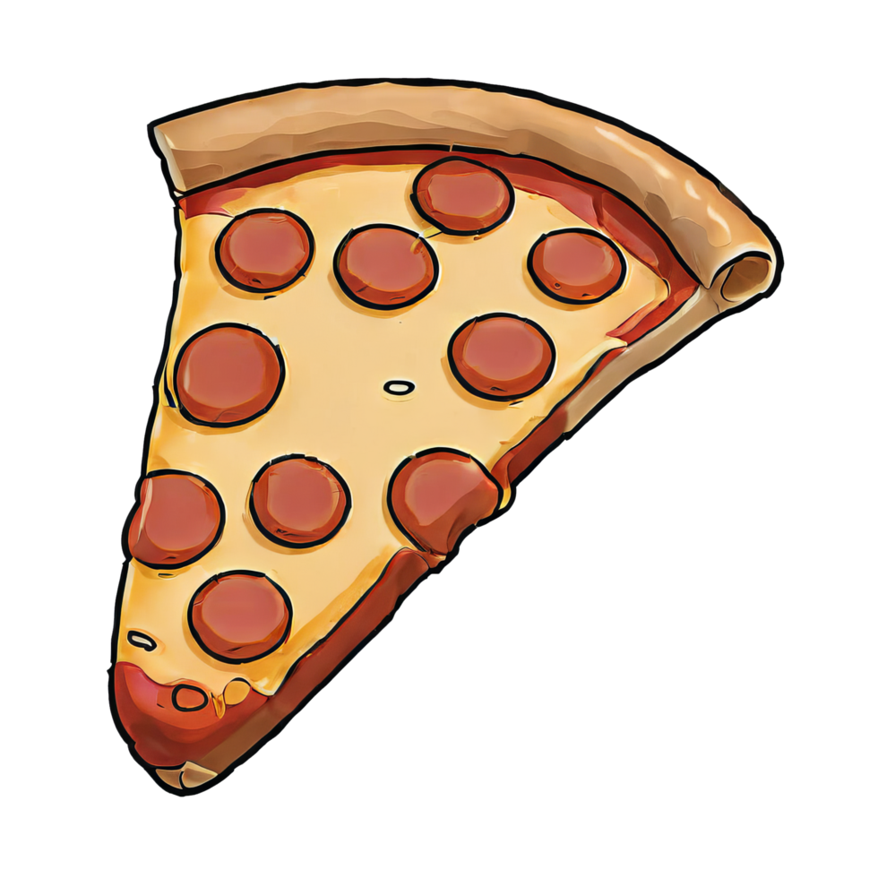 AI generated Pizza Pepperoni Hand Drawn Cartoon Style Illustration png