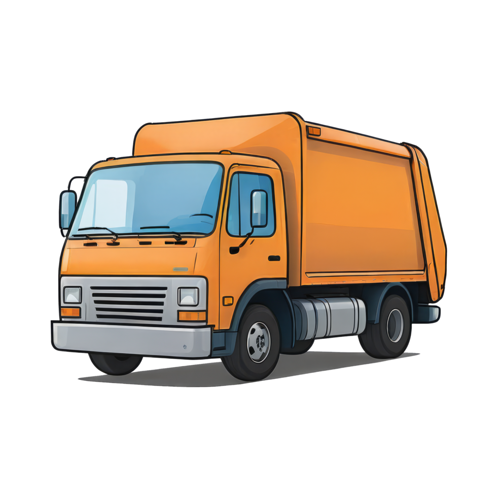 AI generated Garbage Truck Hand Drawn Cartoon Style Illustration png
