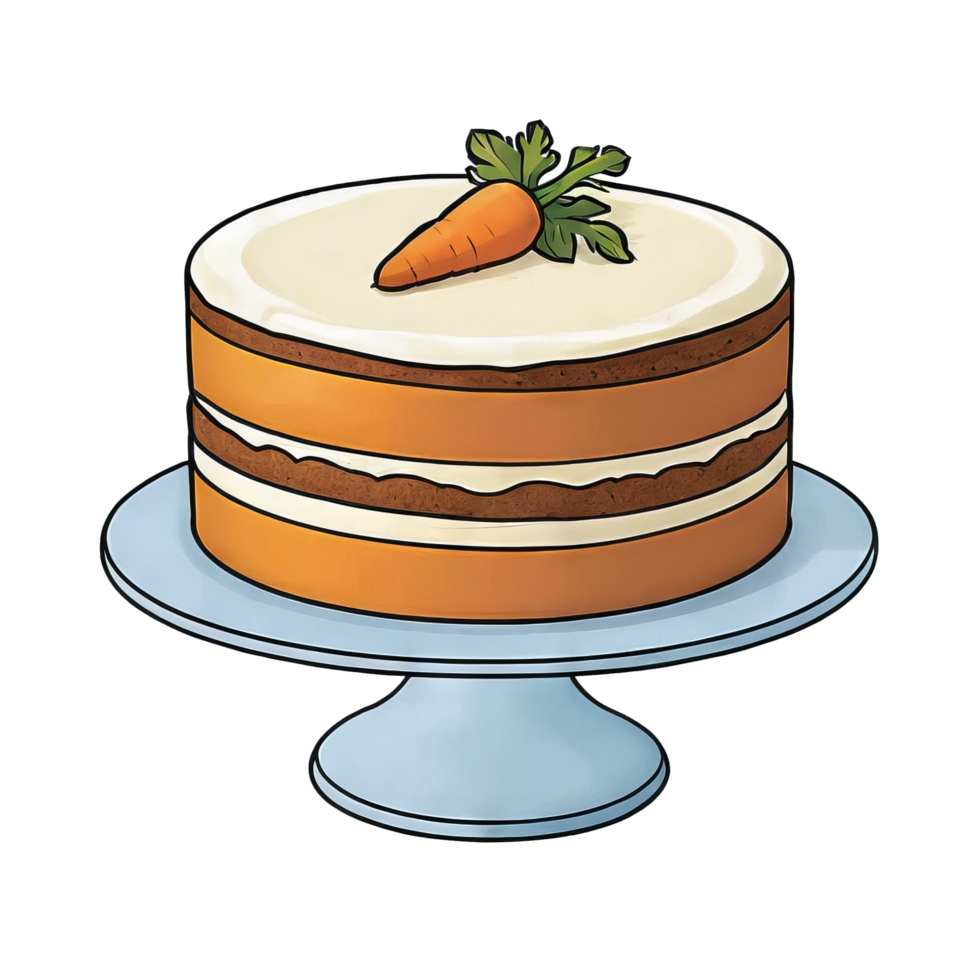 ai généré carotte gâteau main tiré dessin animé style illustration png