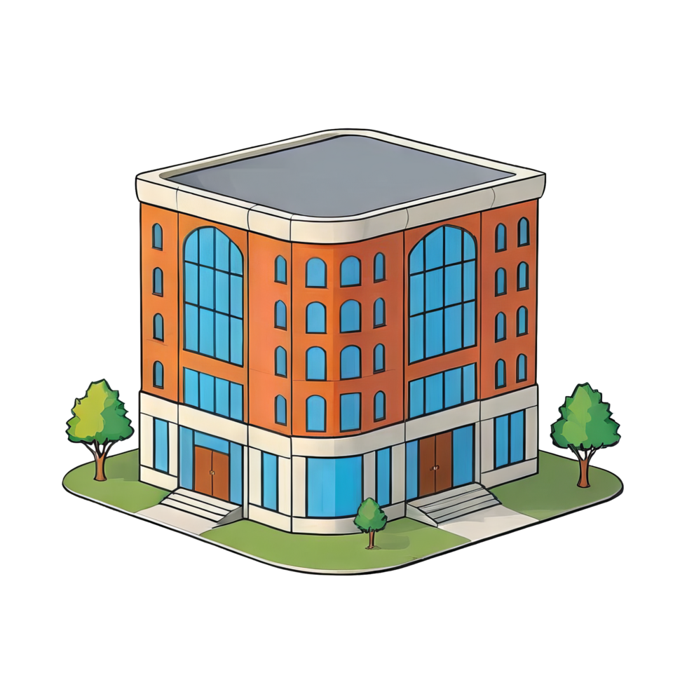 AI generated Building Hand Drawn Cartoon Style Illustration png