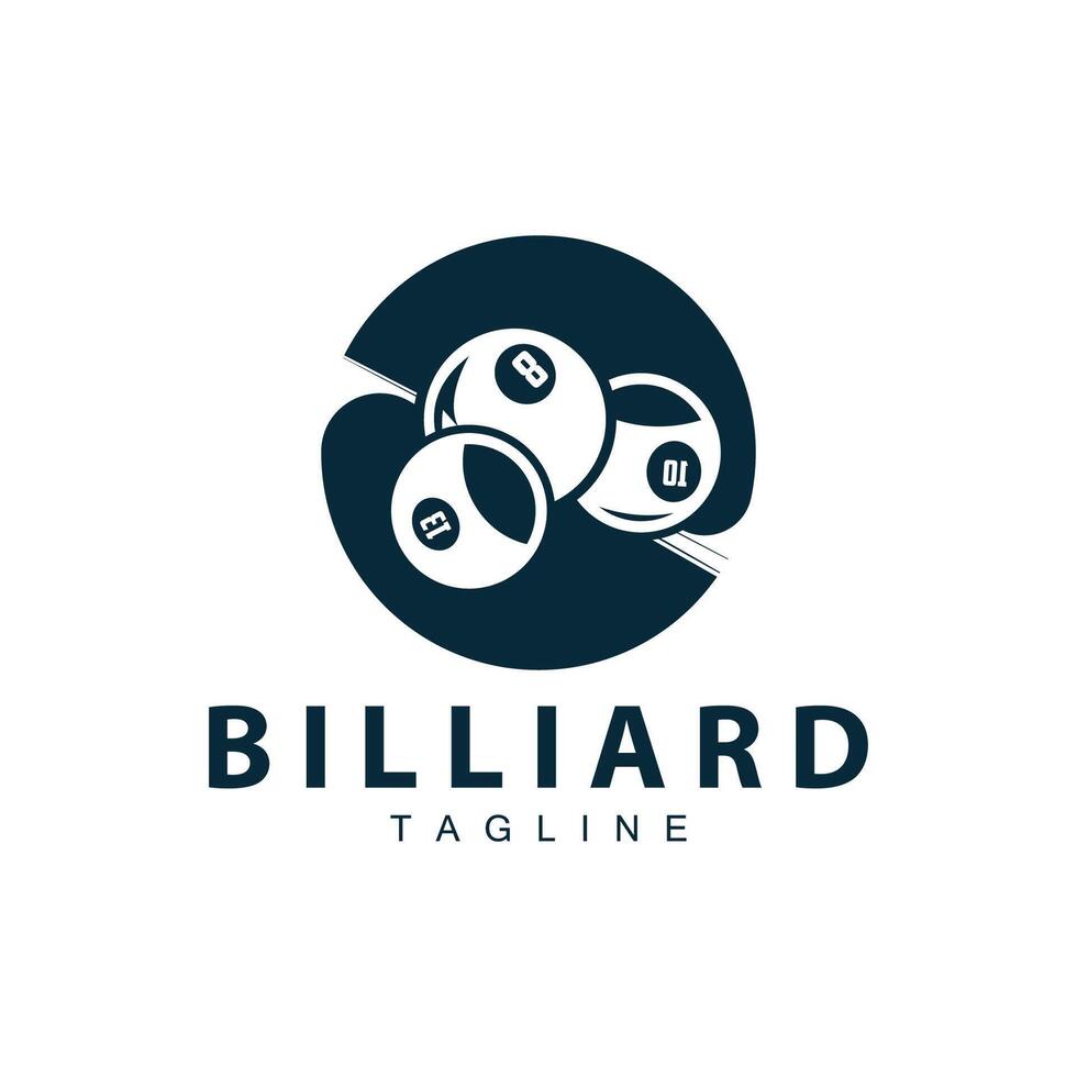 Billiard club logo design vector game badge sport template pool table with ball and stick simple illustration template