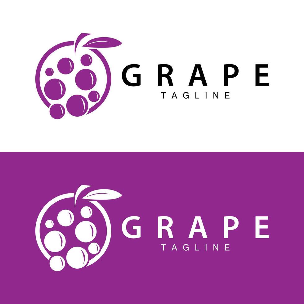 Grape Logo, Garden Vector, Fresh Purple Fruit, Wine Brand Design, Simple Illustration Template vector