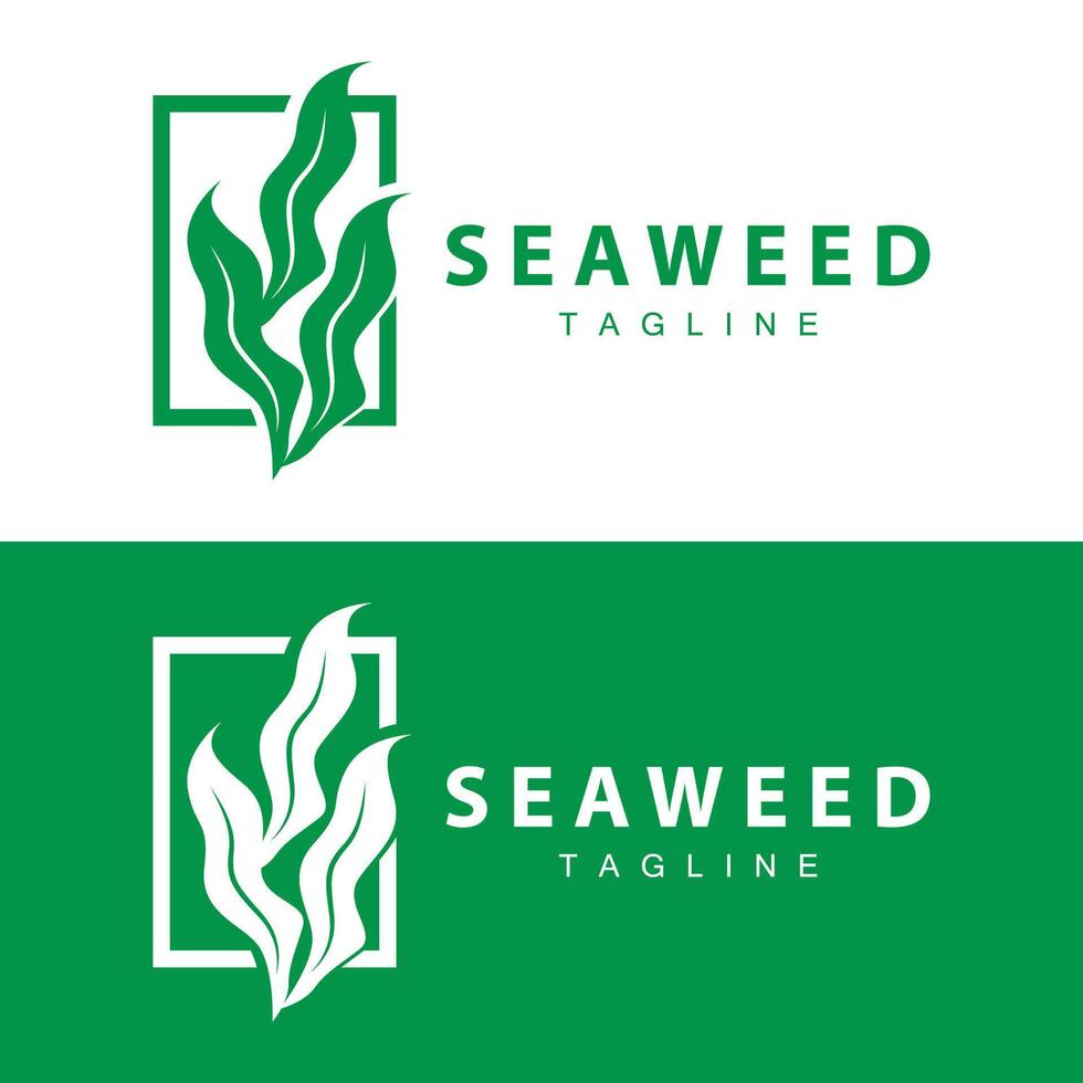 Seaweed Logo Design, Underwater Plant Design Illustrations, Cosmetics and Food Ingredient vector
