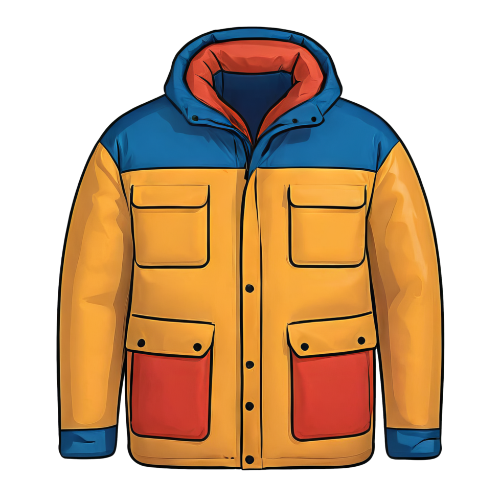 AI generated Down Jacket Hand Drawn Cartoon Style Illustration png