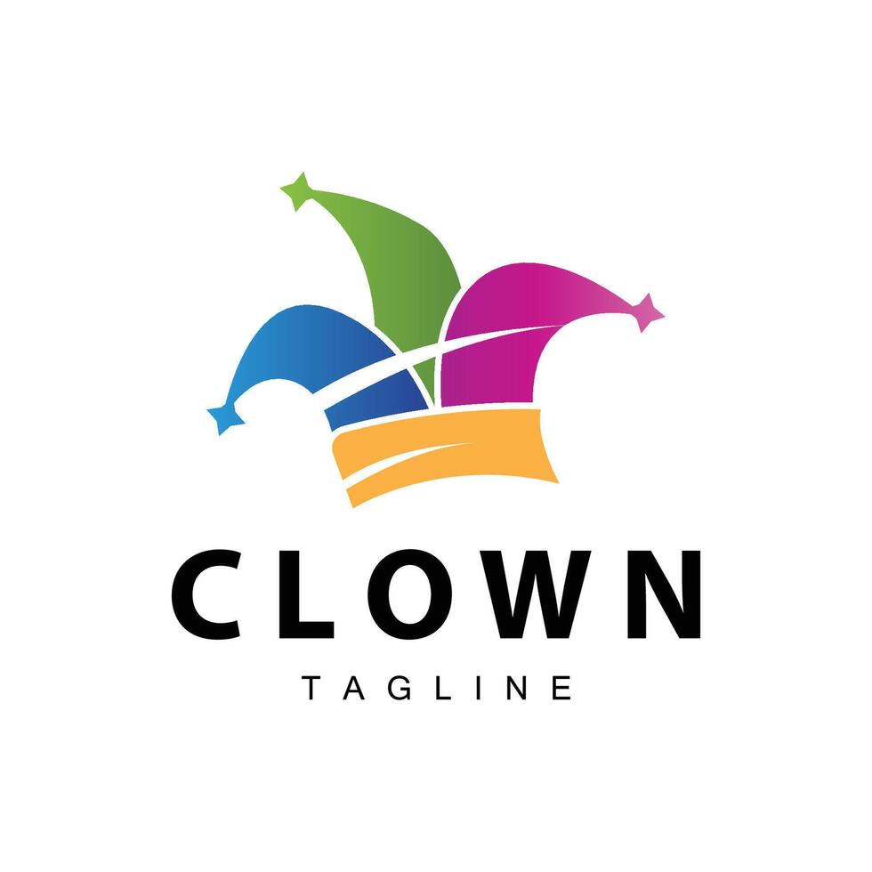 Simple colorful clown hat logo simple circus comedian equipment design template illustration vector