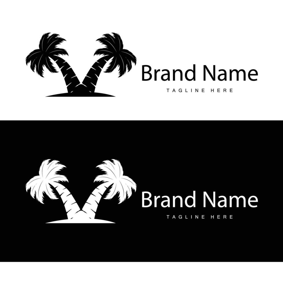 Coconut tree logo design template palm tree silhouette illustration summer beach sea plant vector