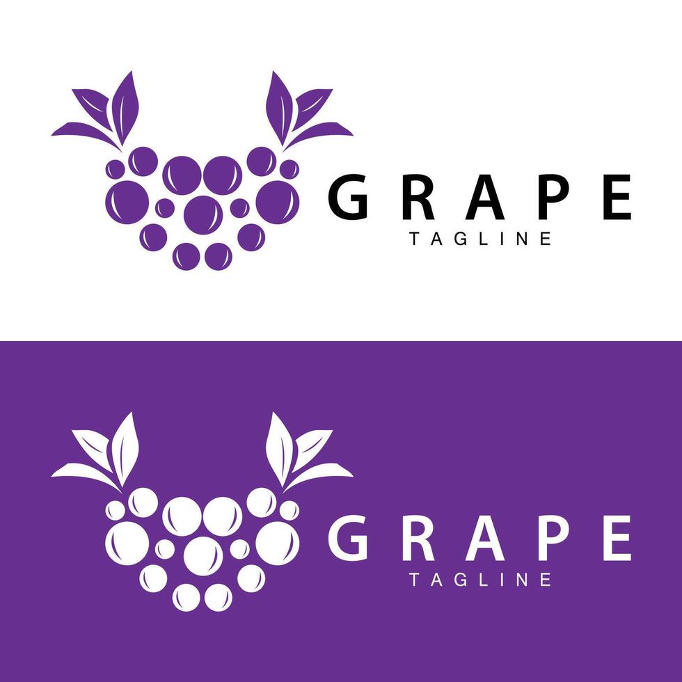 Grape Logo, Garden Vector, Fresh Purple Fruit, Wine Brand Design, Simple Illustration Template vector