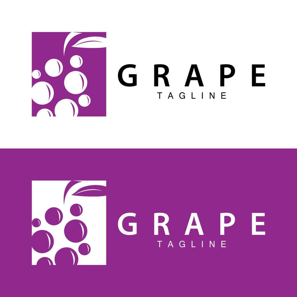 Grape Logo, Garden Vector, Fresh Purple Fruit, Wine Brand Design, Simple Illustration Template vector