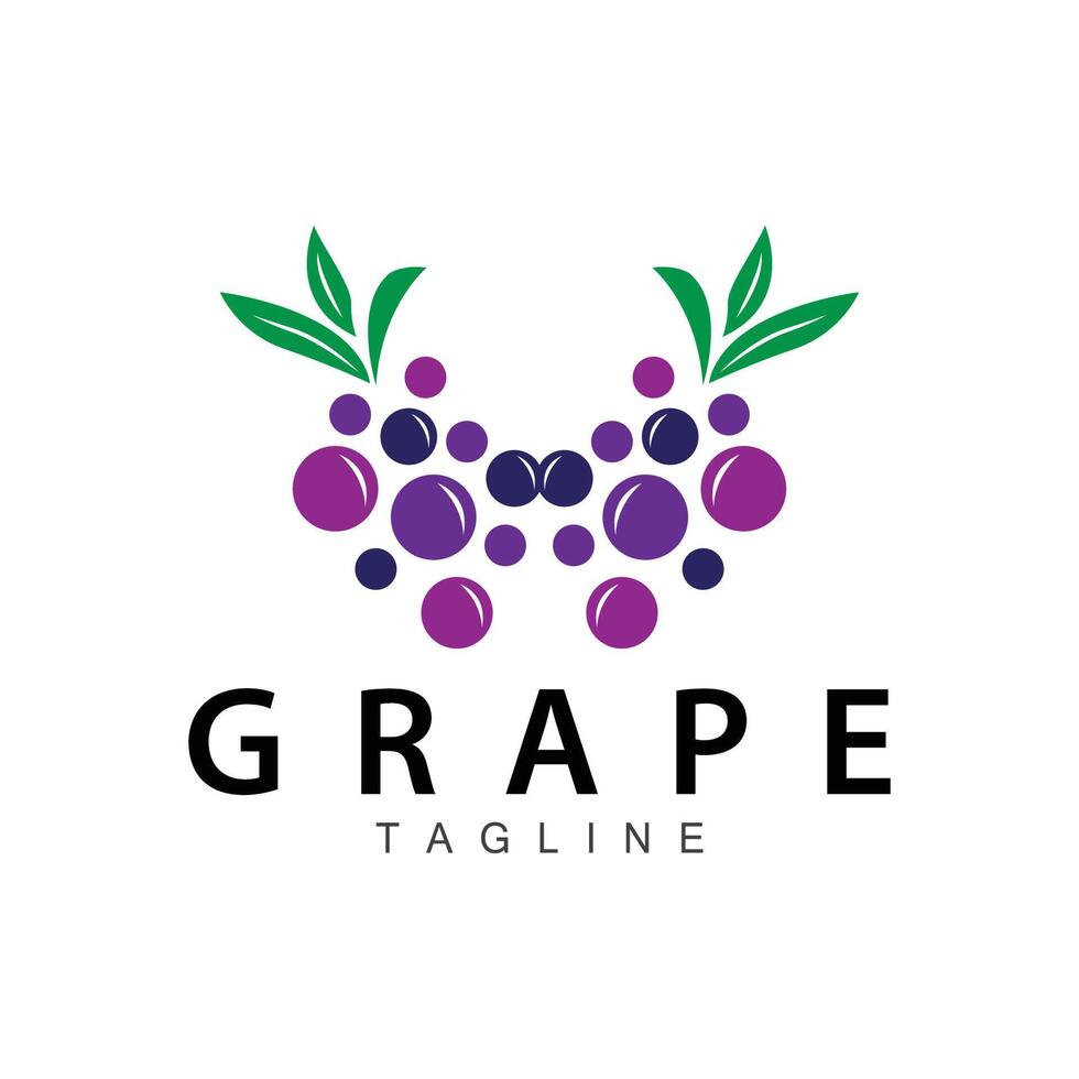 Grape Logo, Garden Vector, Fresh Purple Fruit, Wine Brand Design, Simple Illustration Template vector