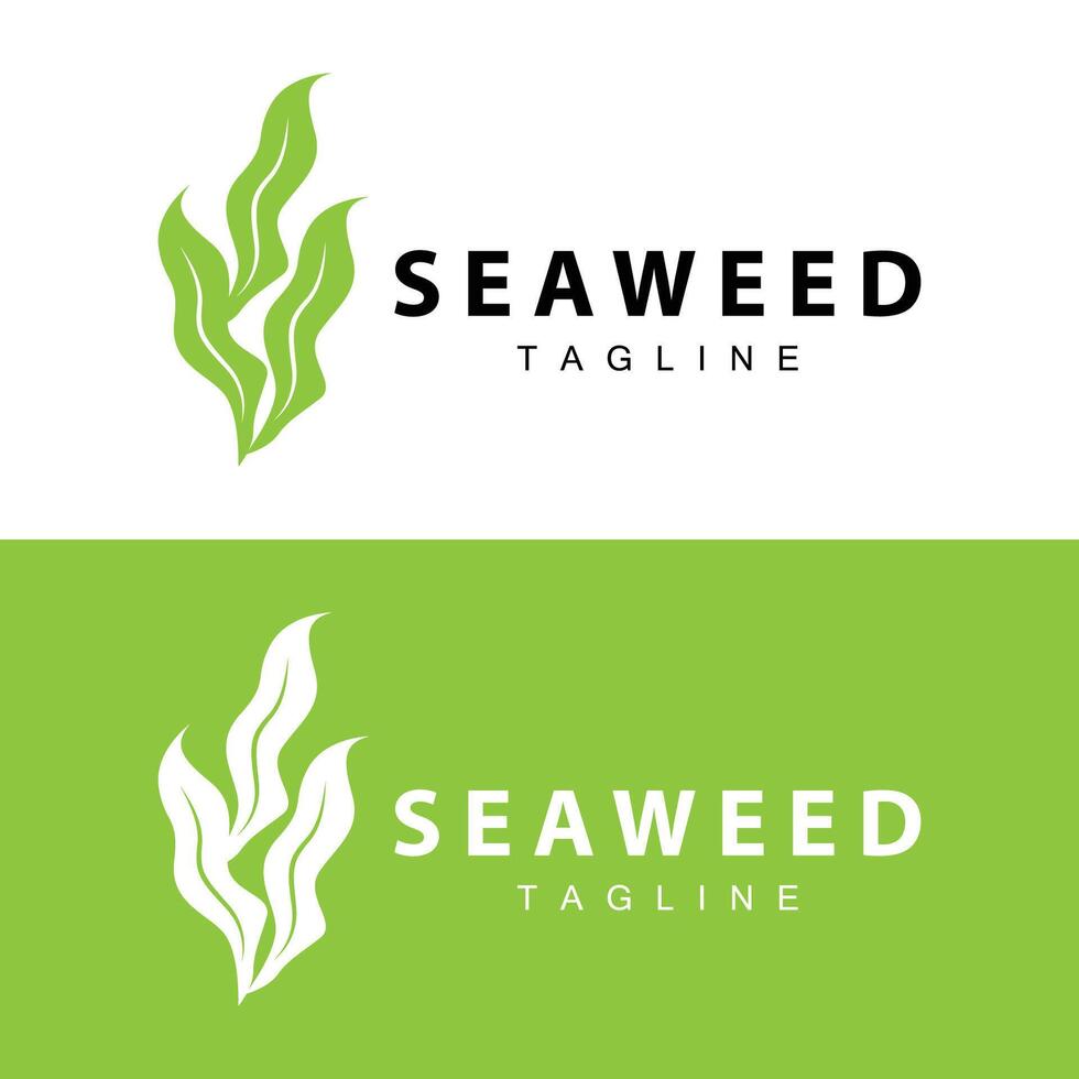 Seaweed Logo Design, Underwater Plant Design Illustrations, Cosmetics and Food Ingredient vector