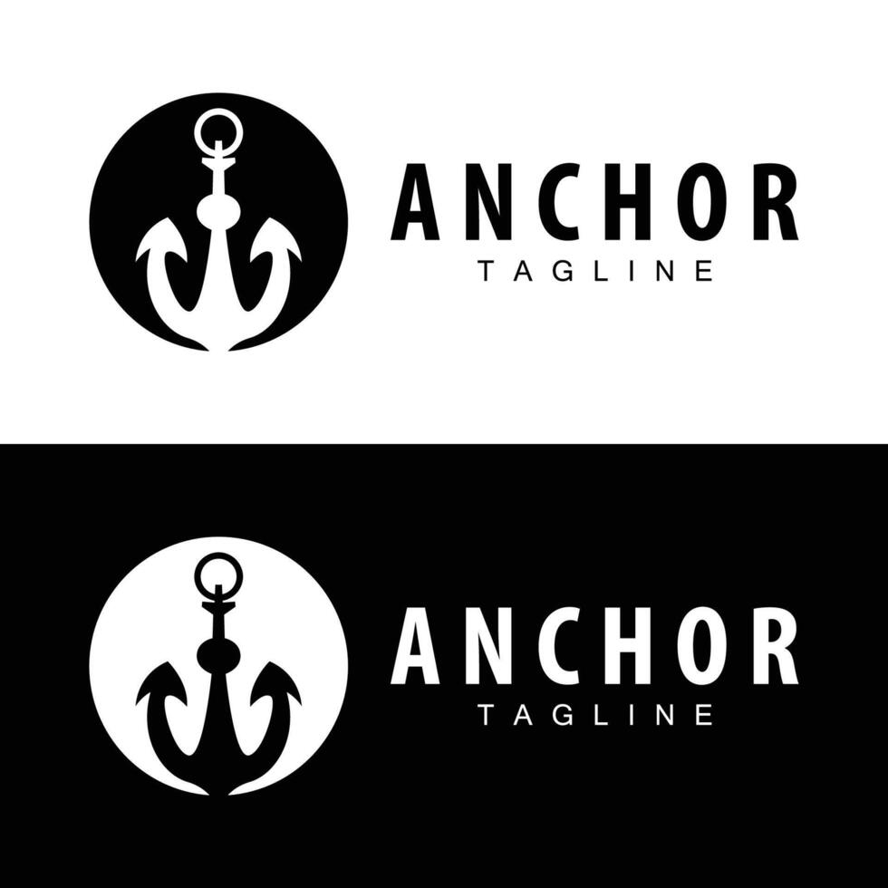 Sea ship vector icon symbol illustration simple sea anchor logo design