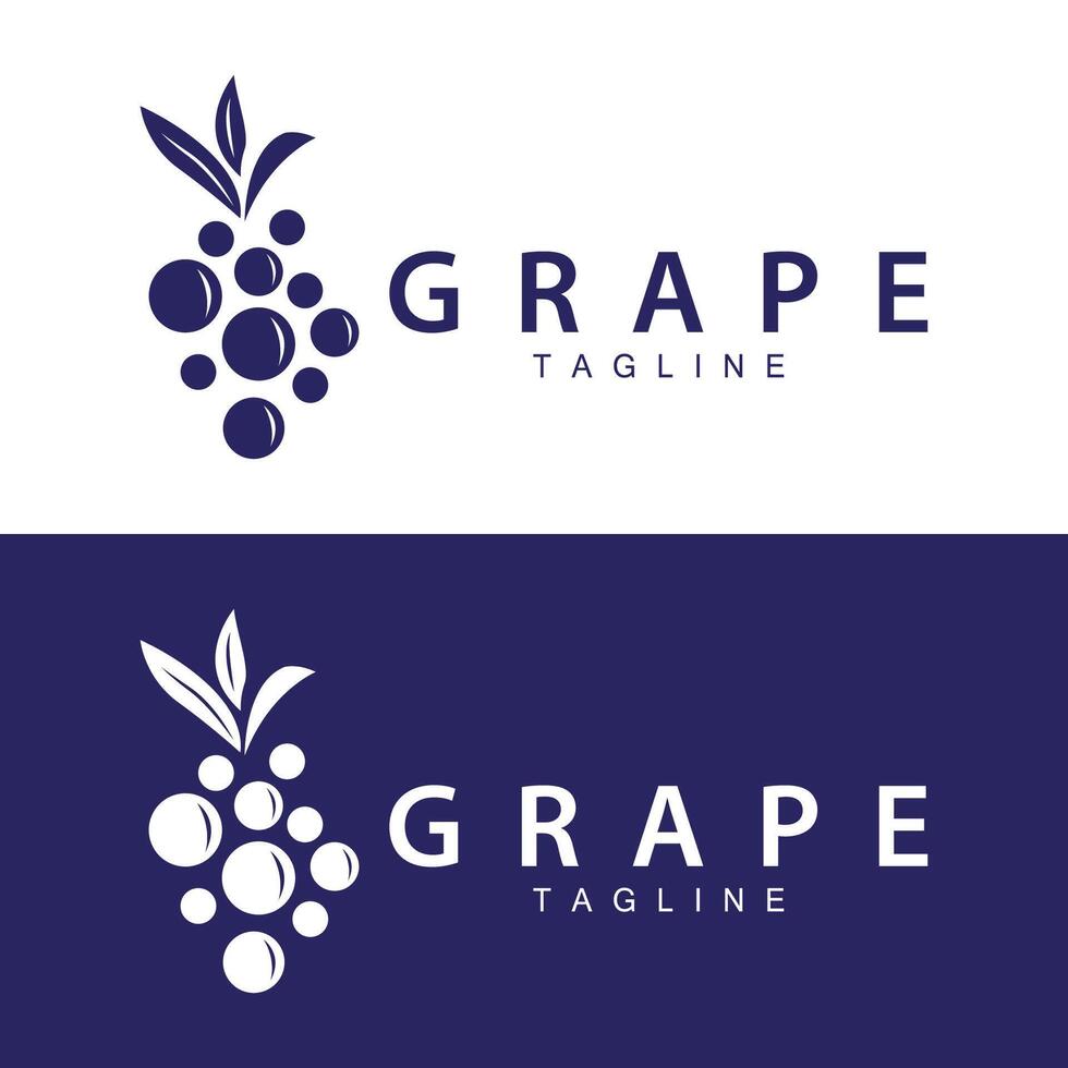 Grape Logo, Garden Vector, Fresh Purple Fruit, Wine Brand Design, Simple Illustration Template vector