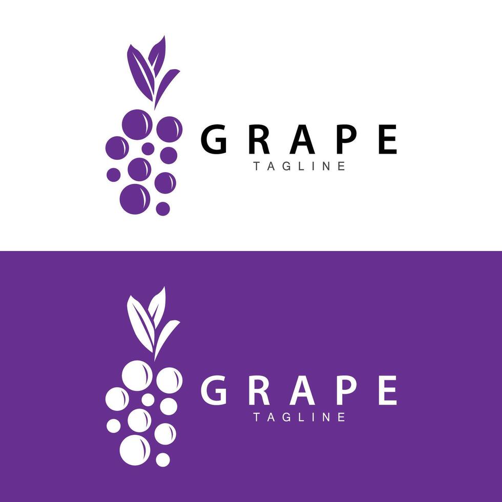 Grape Logo, Garden Vector, Fresh Purple Fruit, Wine Brand Design, Simple Illustration Template vector