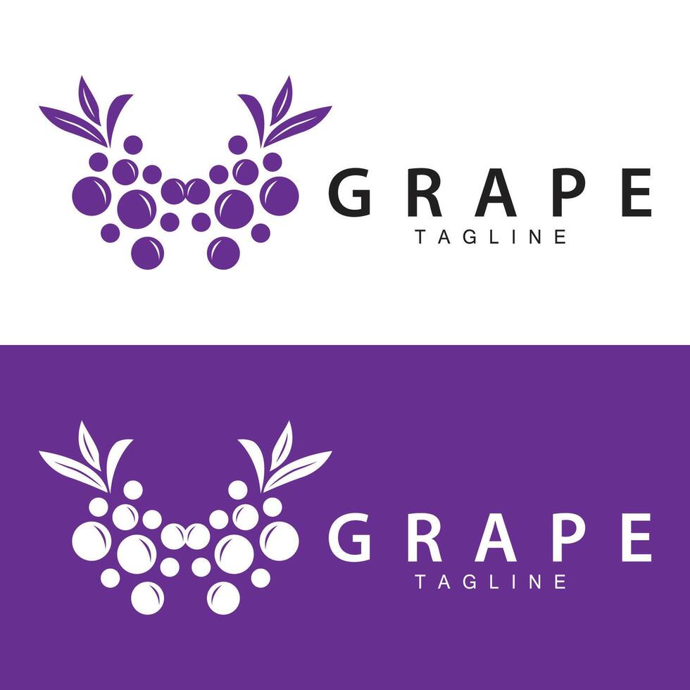 Grape Logo, Garden Vector, Fresh Purple Fruit, Wine Brand Design, Simple Illustration Template vector