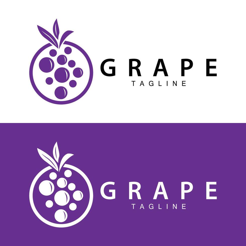 Grape Logo, Garden Vector, Fresh Purple Fruit, Wine Brand Design, Simple Illustration Template vector