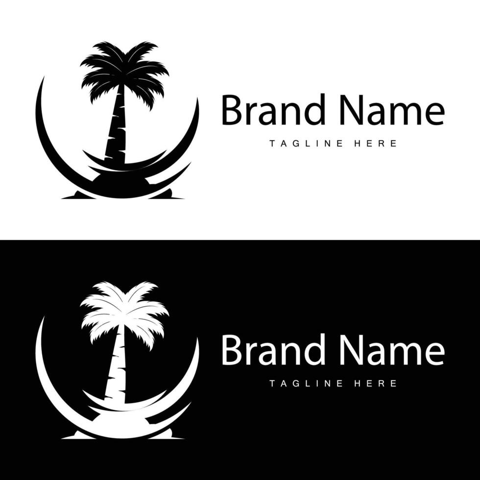 Coconut tree logo design template palm tree silhouette illustration summer beach sea plant vector