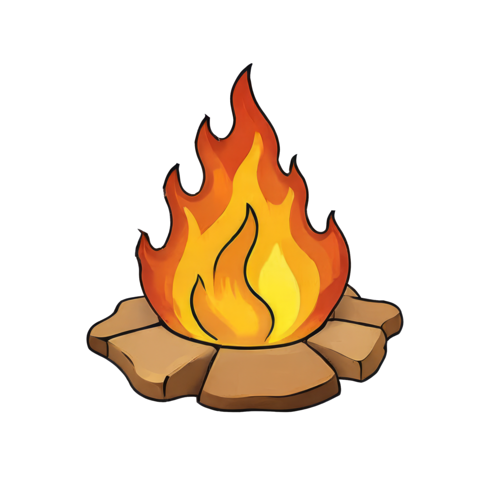 AI generated Fire Hand Drawn Cartoon Style Illustration png