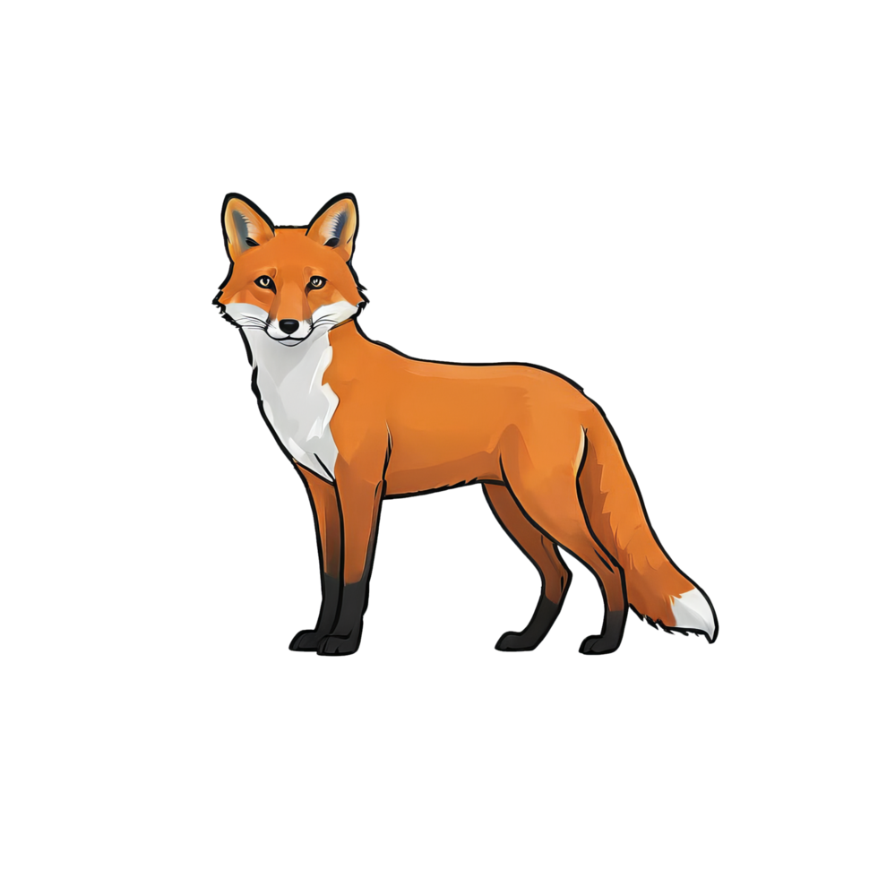 AI generated Fox Hand Drawn Cartoon Style Illustration png