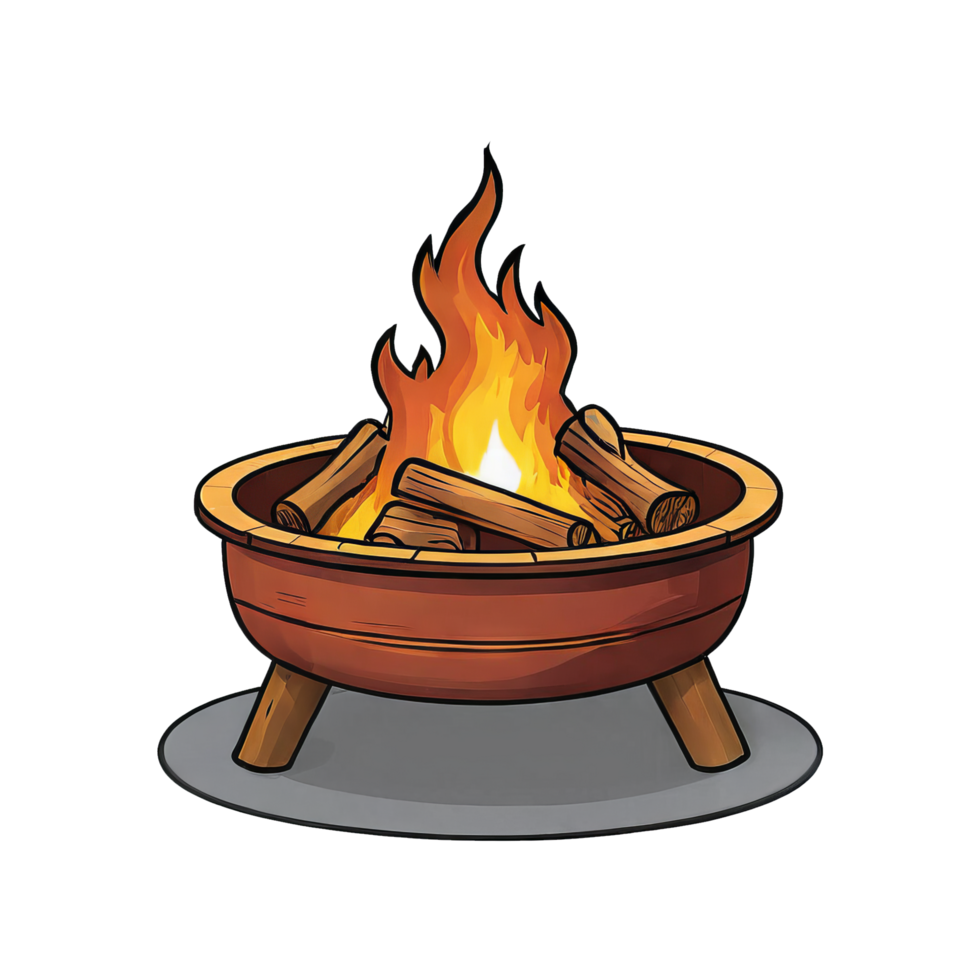 AI generated Fire Pit Hand Drawn Cartoon Style Illustration png