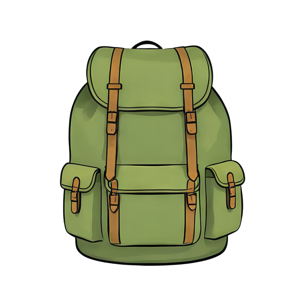 AI generated Hiking Backpack Hand Drawn Cartoon Style Illustration png