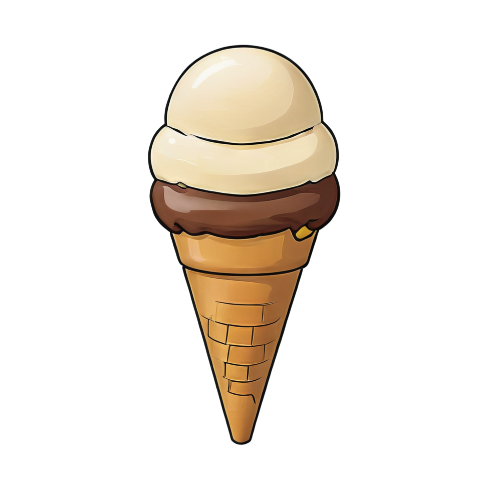 ai généré la glace crème main tiré dessin animé style illustration png