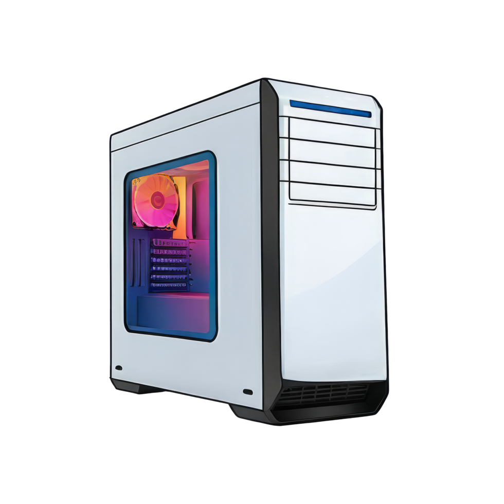AI generated Gaming Computer Hand Drawn Cartoon Style Illustration png