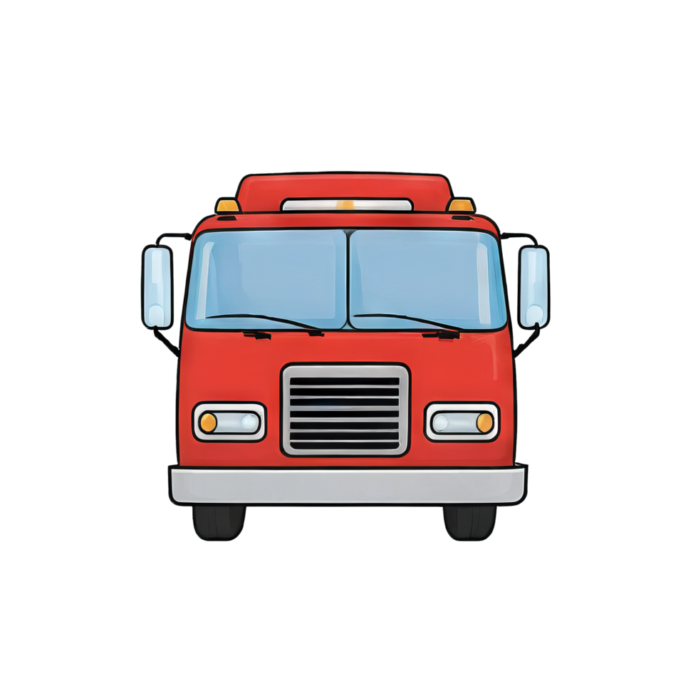 AI generated Fire Engine Hand Drawn Cartoon Style Illustration png