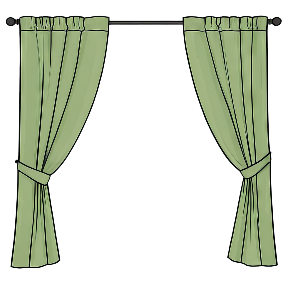 AI generated Curtains Hand Drawn Cartoon Style Illustration png