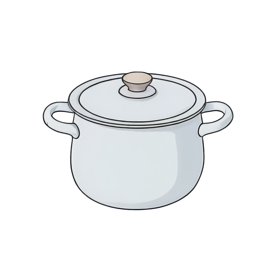 AI generated Cooking Pot Hand Drawn Cartoon Style Illustration png