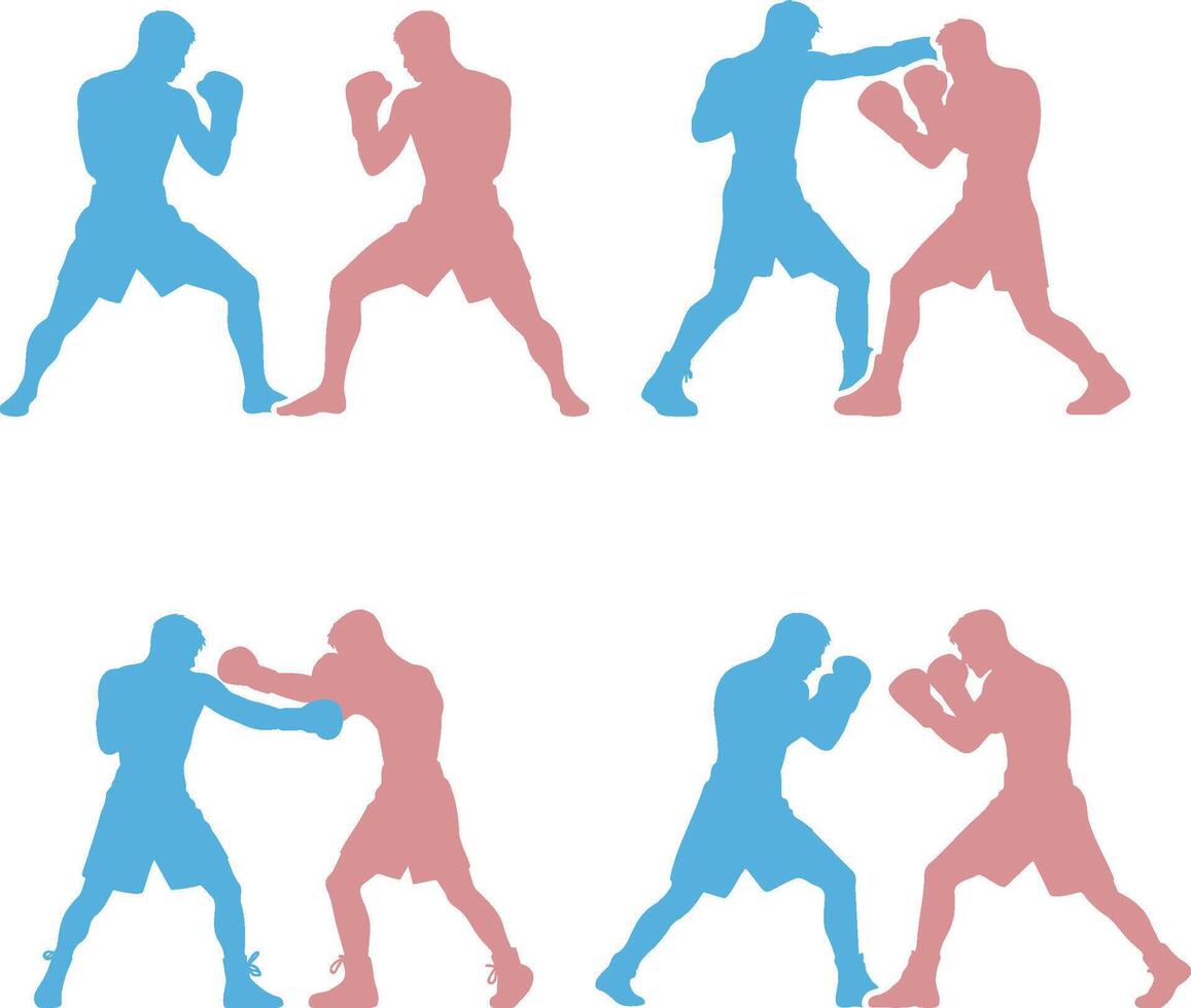 boxeo partido silueta. vector