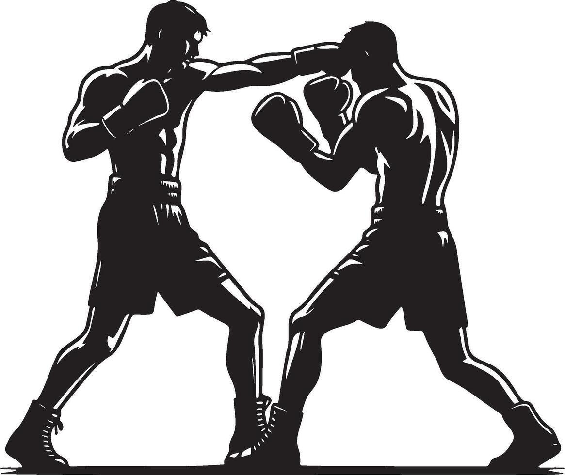 boxeo partido silueta. vector