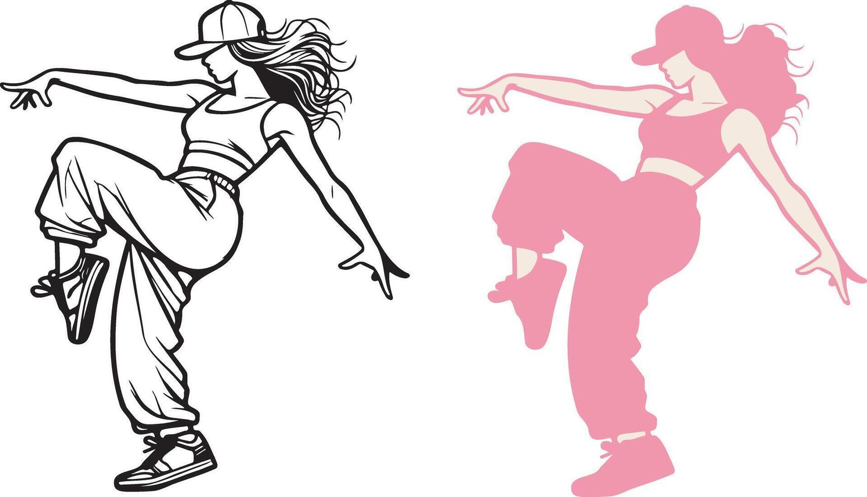 Street Dance Girl Illustration. vector