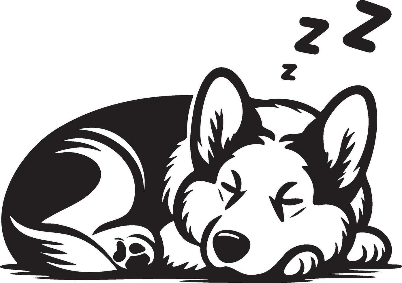 galés corgi perro dormido ilustración. vector