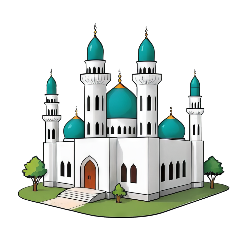 AI generated Mosque Hand Drawn Cartoon Style Illustration png
