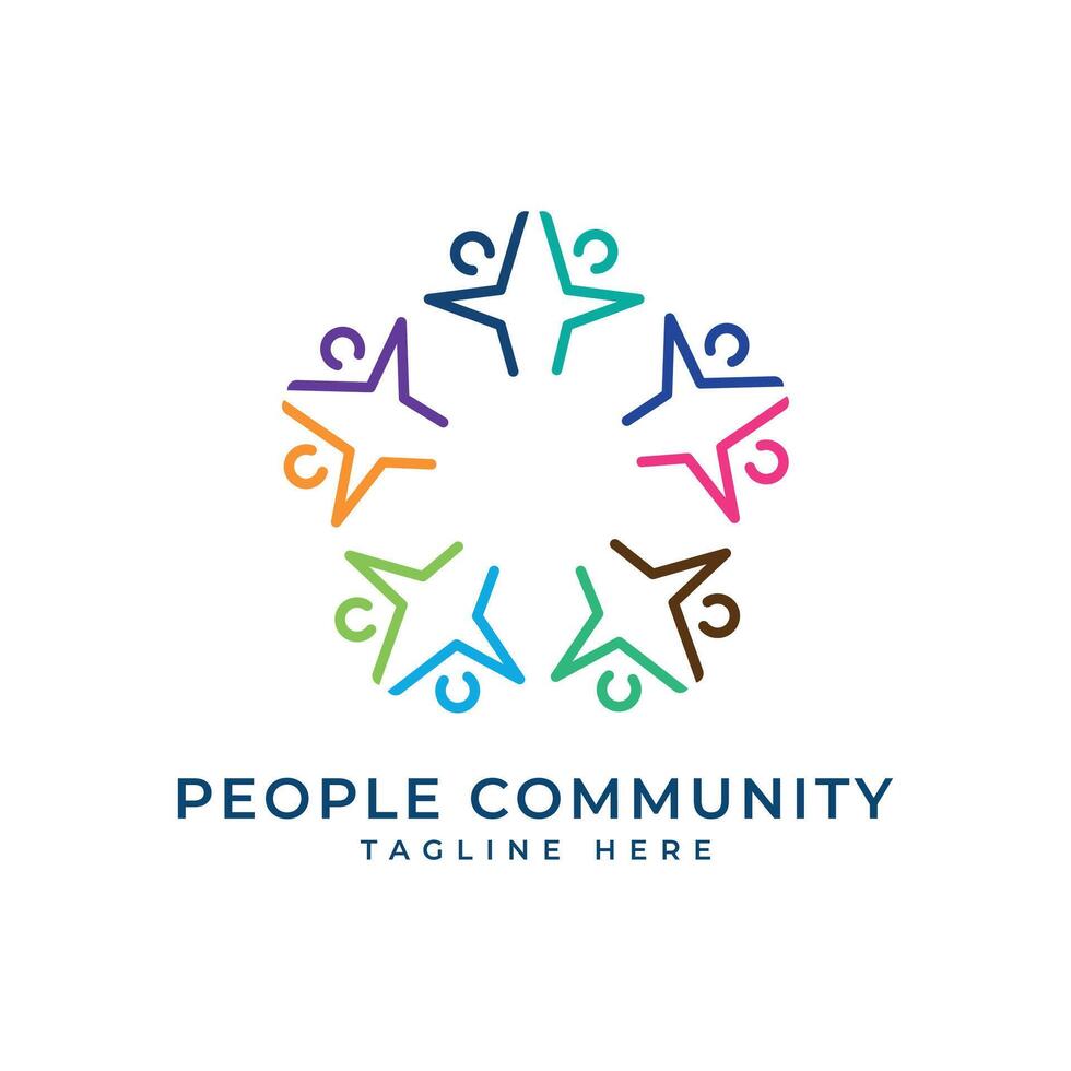 Community People circle star logo design vector template minimal creative concept