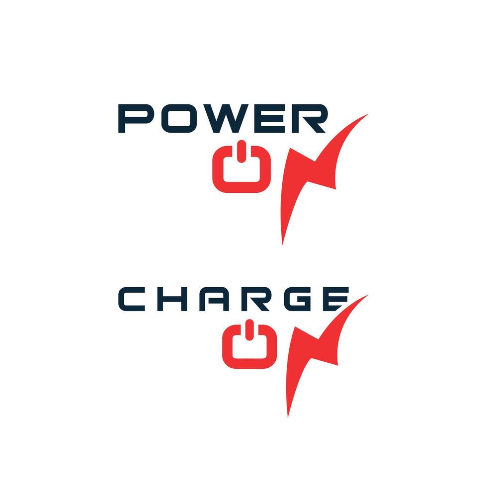 Power On, Charge On Creative text wordmark lettering design vector logo template