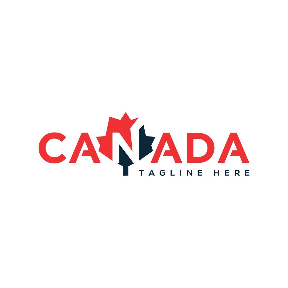 Canada Creative text lettering wordmark design vector logo template maple leaf