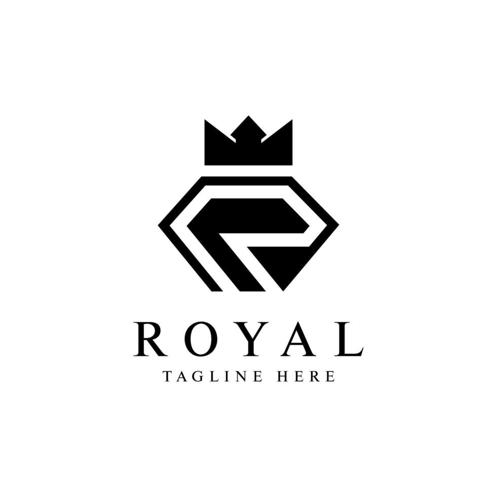 Royal Letter R Logo Crown Elegant luxury minimal concept design vector logo template