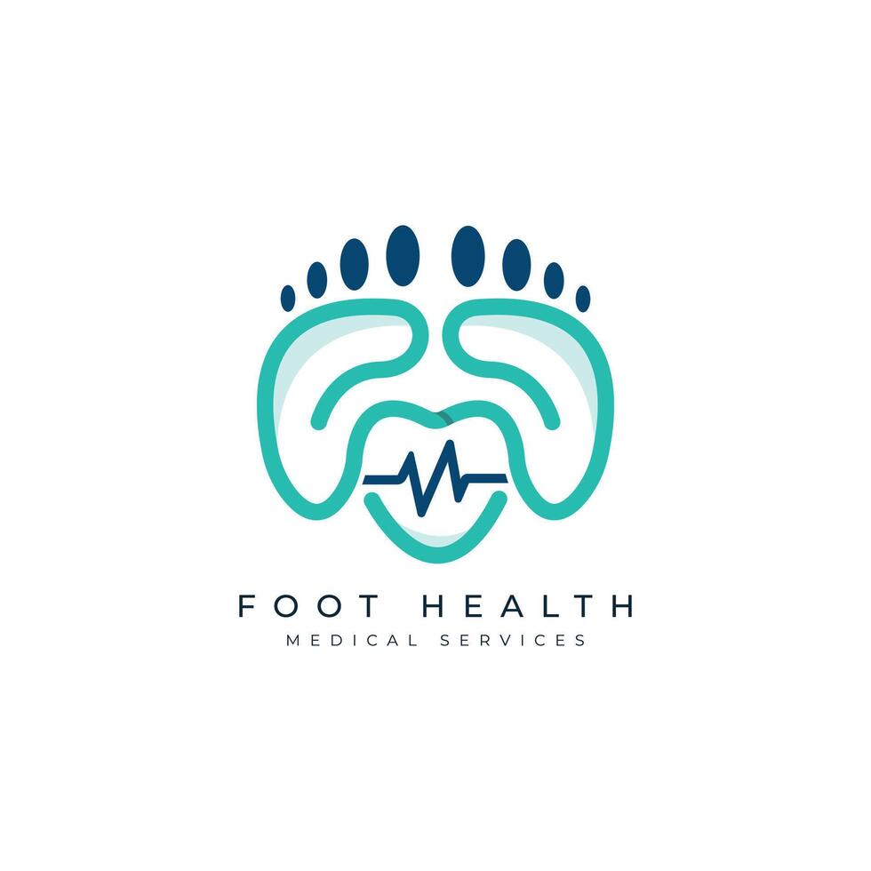 Healthy Foot Logo design Template Feet Medical Care HealthCare minimal line art concept vector
