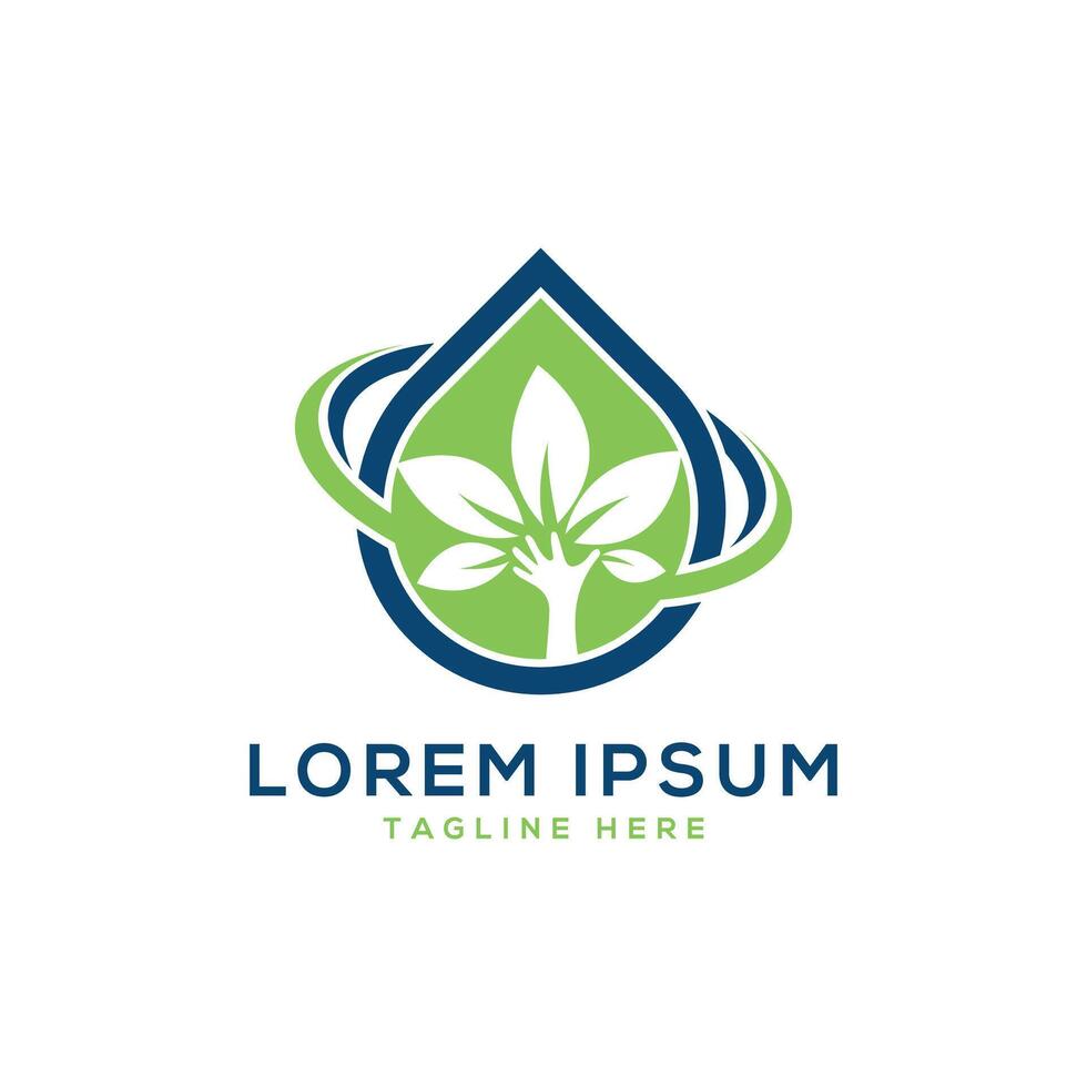 Wellness Logo design creative concept Hand Leaf vector concept