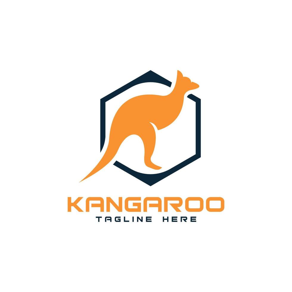 Kangaroo Hexagon design creative vector Logo template