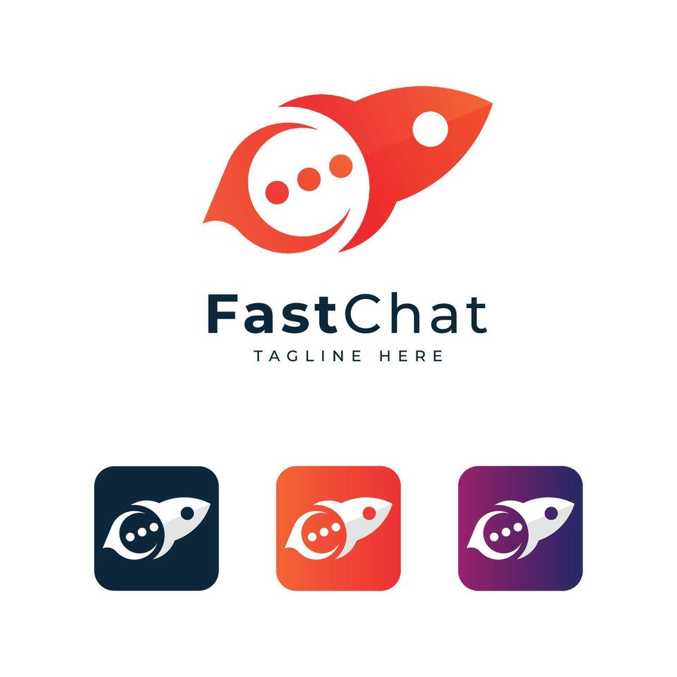 Fast Chat logo design and app icon concept creative modern concept rocket message chat boost vector