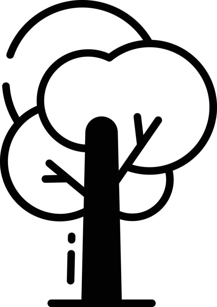 árbol glifo y línea vector ilustración