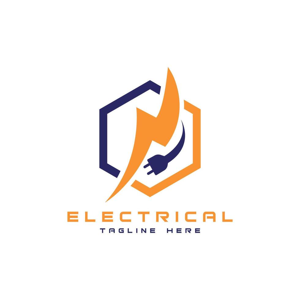 Electrical sign charge vector creative modern hexagon shape design Logo template