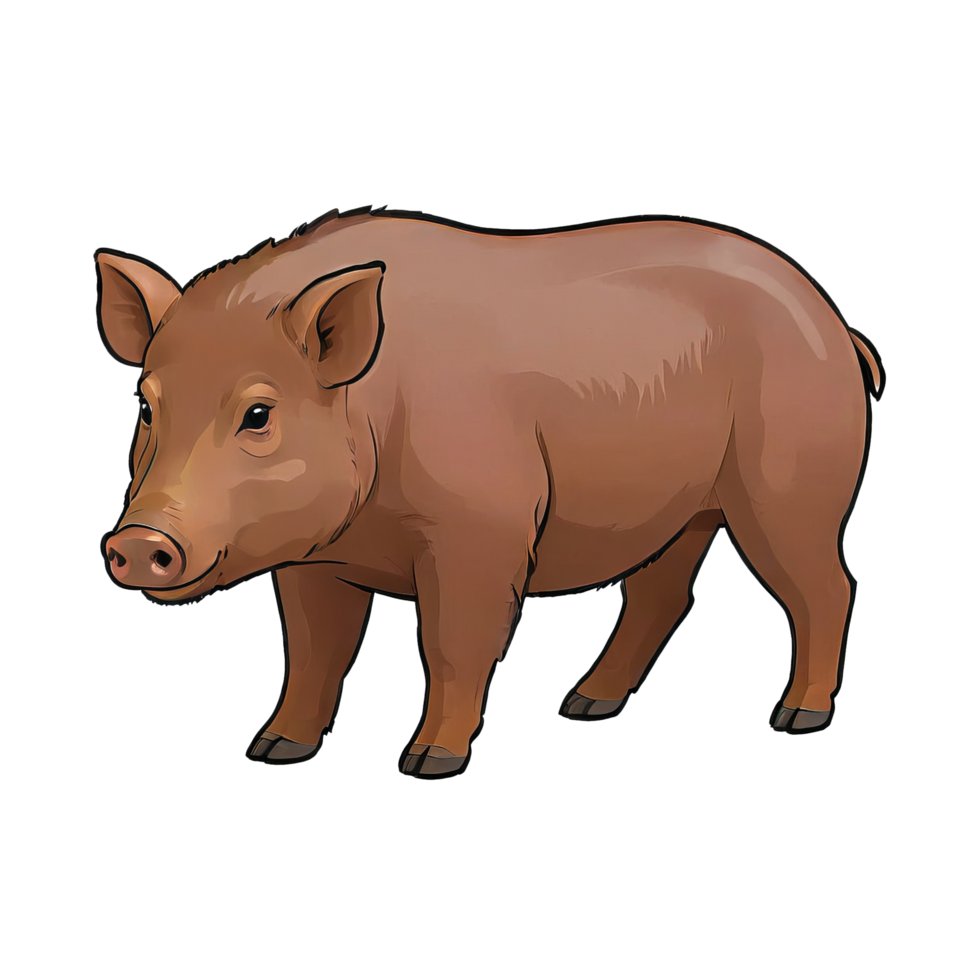 AI generated Wild Boar Hand Drawn Cartoon Style Illustration png