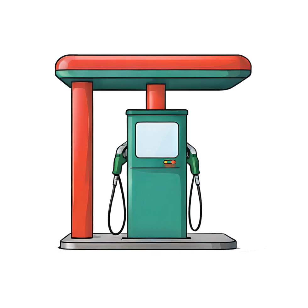AI generated Petrol Station Hand Drawn Cartoon Style Illustration png