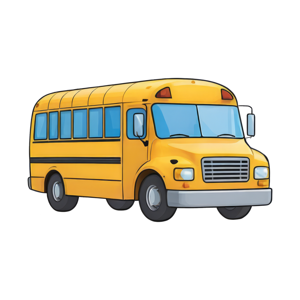 ai généré école autobus main tiré dessin animé style illustration png
