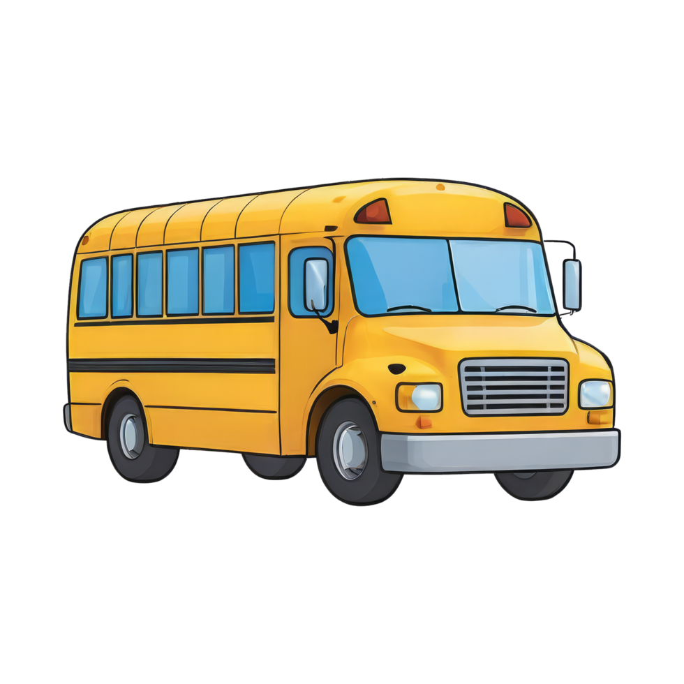 ai généré école autobus main tiré dessin animé style illustration png