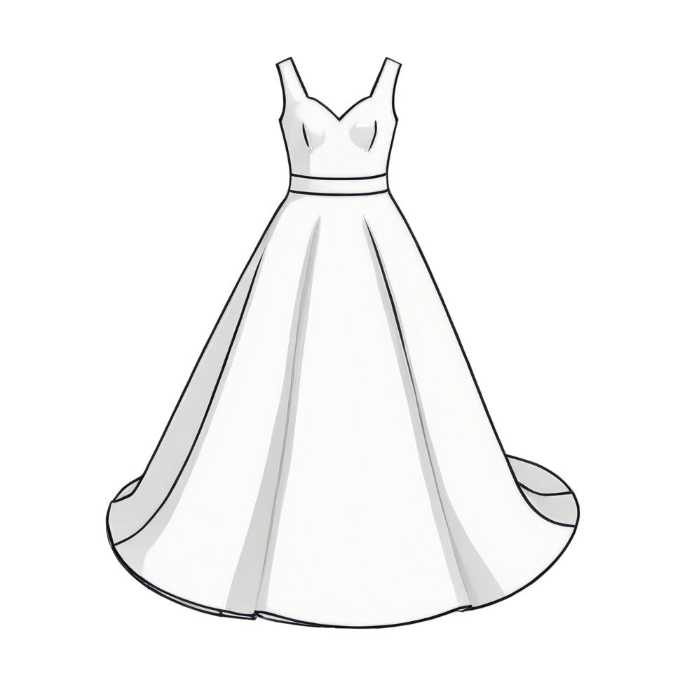 AI generated Wedding Dress Hand Drawn Cartoon Style Illustration png