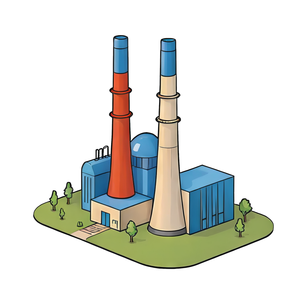 AI generated Power Plant Hand Drawn Cartoon Style Illustration png